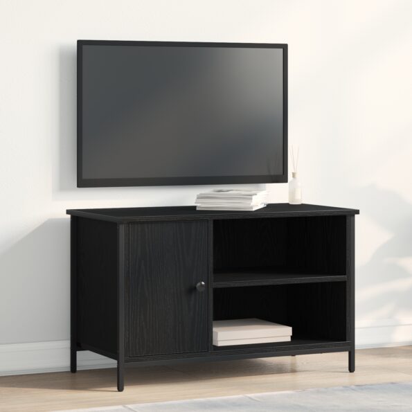 862144_1.jpg vidaXL TV skrinka čierny dub 80x40x50 cm z inžinierskeho dreva a ocele – Obrázok 1