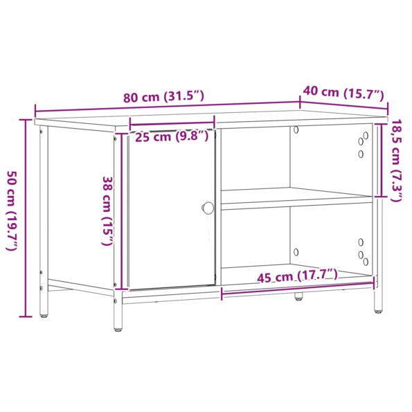 862144_11.jpg vidaXL TV skrinka čierny dub 80x40x50 cm z inžinierskeho dreva a ocele – Obrázok 11