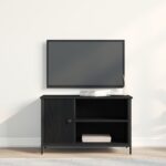 vidaXL TV skrinka čierny dub 80x40x50 cm z inžinierskeho dreva a ocele – Obrázok 4