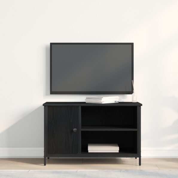 862144_4.jpg vidaXL TV skrinka čierny dub 80x40x50 cm z inžinierskeho dreva a ocele – Obrázok 4