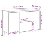 vidaXL Komoda s dverami a zásuvkami Dubový masív 101,5x35x70 cm – Obrázok 11