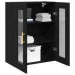 vidaXL Nástenná skrinka s sklenenými dverami čierny dub 69,5x34x90 cm – Obrázok 3