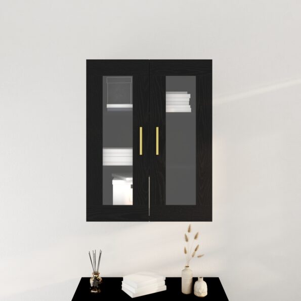 862167_4.jpg vidaXL Nástenná skrinka s sklenenými dverami čierny dub 69,5x34x90 cm – Obrázok 4
