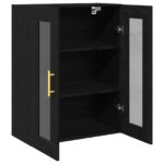 vidaXL Nástenná skrinka s sklenenými dverami čierny dub 69,5x34x90 cm – Obrázok 5