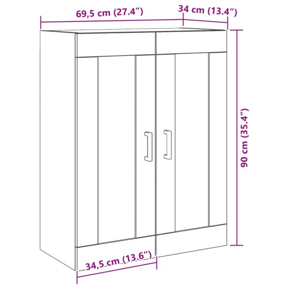 vidaXL Nástenný kabinet s presklenými dverami - Staré drevo - 69.5x34x90 cm – Obrázok 11