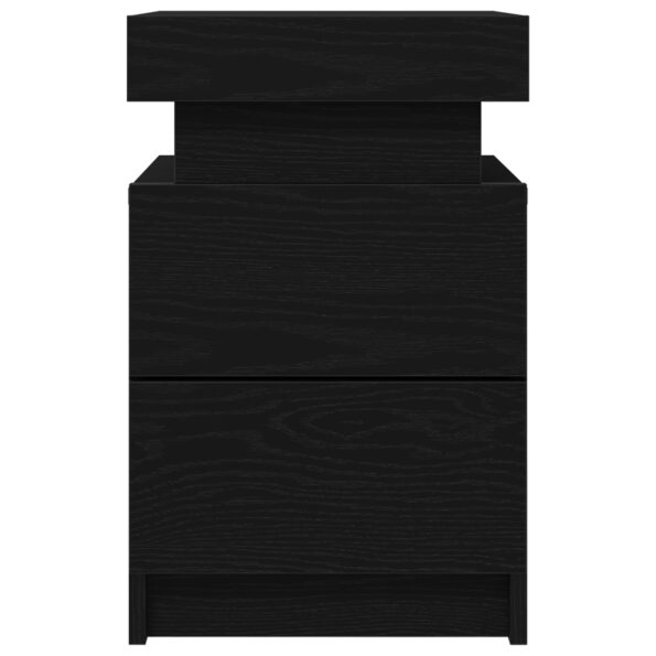 vidaXL Nočný stolík s LED svetlami 2 ks Čierna Dub 35x39x55 cm – Obrázok 8