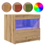 vidaXL Nočné stolíky s LED svetlami 2 ks Artisan Dub 50x40x45 cm – Obrázok 4