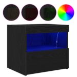 vidaXL Nočný stolík s LED svetlami Čierny dub 50x40x45 cm – Obrázok 4