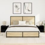 vidaXL Nočné stolíky s LED svetlami 2 ks Čierny dub 50x40x45 cm