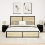 vidaXL Nočný stolík s LED svetlami 2 ks Čierny dub 40x39x48,5 cm