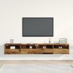 vidaXL TV nástenné skrinky 2 ks staré drevo 100x30x30 cm inžinierske drevo – Obrázok 4