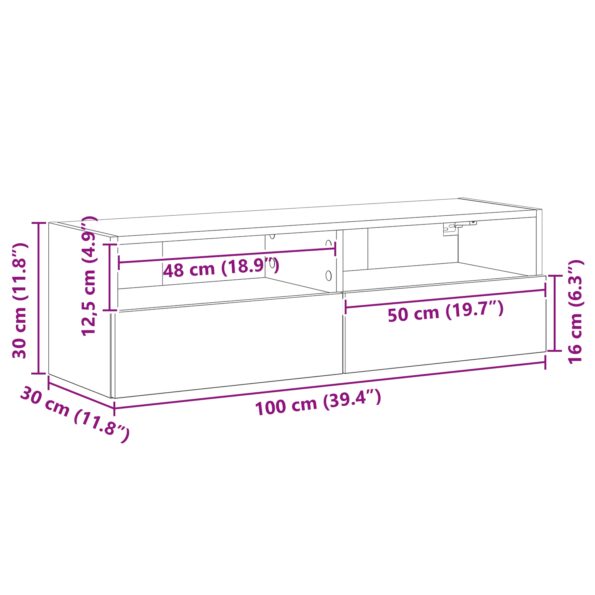 vidaXL TV nástenné skrinky 2 ks Artisan dub 100x30x30 cm inžinierske drevo – Obrázok 12