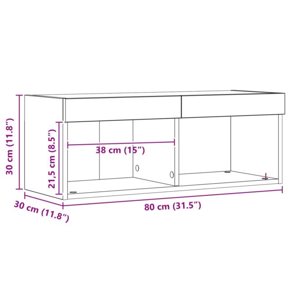 vidaXL Televízne nástenné skrinky s LED osvetlením 2 ks Rzemҽna Dub 80x30x30 cm – Obrázok 13