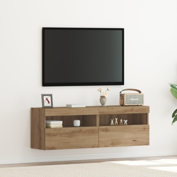 862209_1.jpg vidaXL TV nástenné skrine s LED osvetlením 2 ks Dub Artisan 60x30x40 cm – Obrázok 1