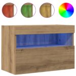 vidaXL TV nástenné skrine s LED osvetlením 2 ks Dub Artisan 60x30x40 cm – Obrázok 4