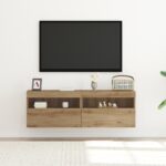 vidaXL TV nástenné skrine s LED osvetlením 2 ks Dub Artisan 60x30x40 cm – Obrázok 5