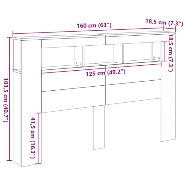 vidaXL LED čelo postele Čierny dub 160x18,5x45 cm z inžinierenského dreva – Obrázok 10