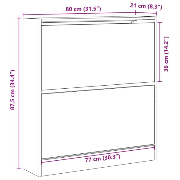 862215_10.jpg vidaXL Skriňa na topánky s vyklápacím zásuvkovým systémom, dymený dub 80x21x87,5 cm – Obrázok 10