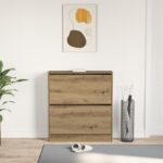 vidaXL Skriňa na topánky s vyklápacím zásuvkovým systémom, dymený dub 80x21x87,5 cm – Obrázok 4