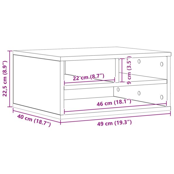 vidaXL Stojan na tlačiareň Fajnový dub 49x40x22.5 cm Spracované drevo – Obrázok 9
