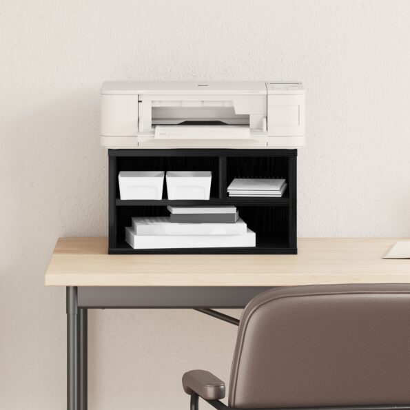 vidaXL Stojan na tlačiareň Čierna Dub 40x32x22,5 cm Vytvorený z dreva – Obrázok 4