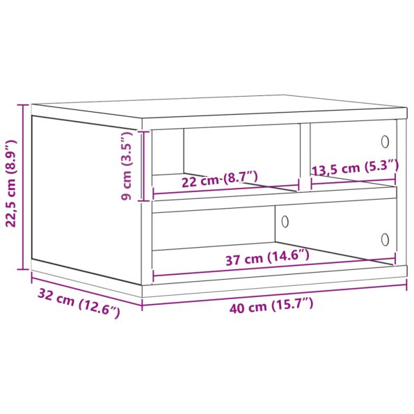 vidaXL Stojan na tlačiareň Čierna Dub 40x32x22,5 cm Vytvorený z dreva – Obrázok 9