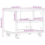 vidaXL Stojan na tlačiareň s kolieskami Staré drevo 41x32x33,5 cm – Obrázok 10