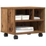 vidaXL Stojan na tlačiareň s kolieskami Staré drevo 41x32x33,5 cm – Obrázok 3