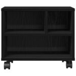 vidaXL Stojan na tlačiareň s kolesami čierny dub 41x32x34.5 cm – Obrázok 2