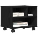vidaXL Stojan na tlačiareň s kolesami čierny dub 41x32x34.5 cm – Obrázok 3