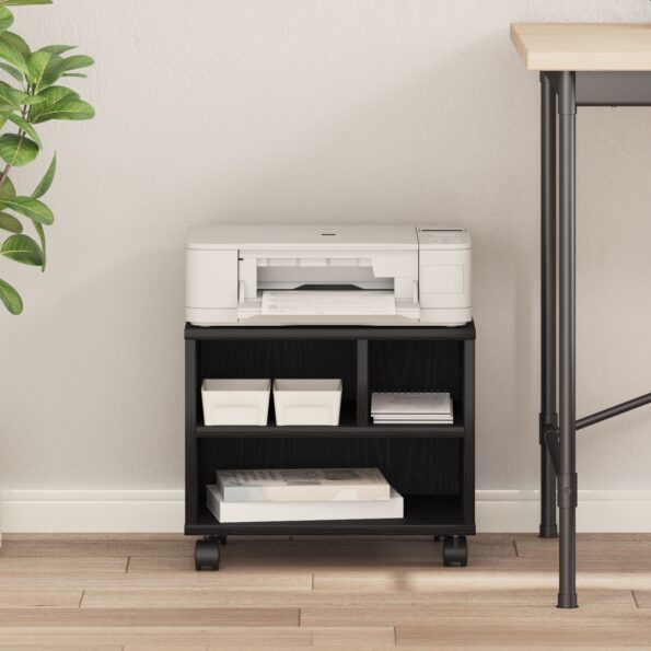 vidaXL Stojan na tlačiareň s kolesami čierny dub 41x32x34.5 cm – Obrázok 4