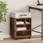 vidaXL Stojan na tlačiareň na kolieskach Staré drevo 41x32x48 cm