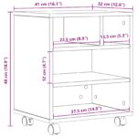 vidaXL Stojan na tlačiareň na kolieskach Staré drevo 41x32x48 cm – Obrázok 10