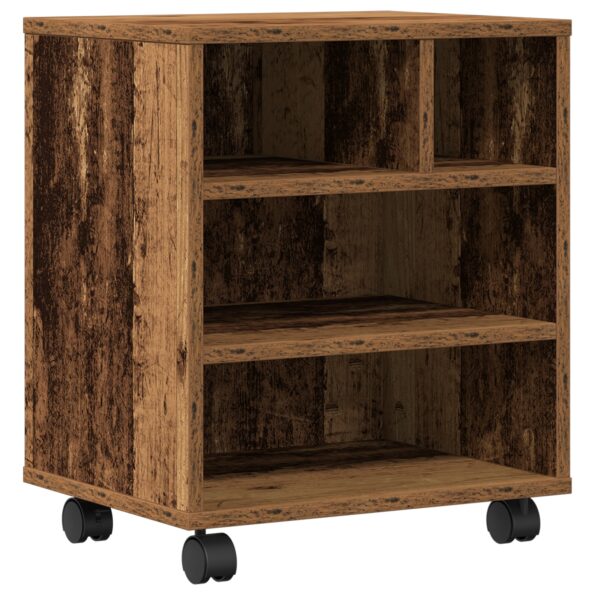 vidaXL Stojan na tlačiareň na kolieskach Staré drevo 41x32x48 cm – Obrázok 2