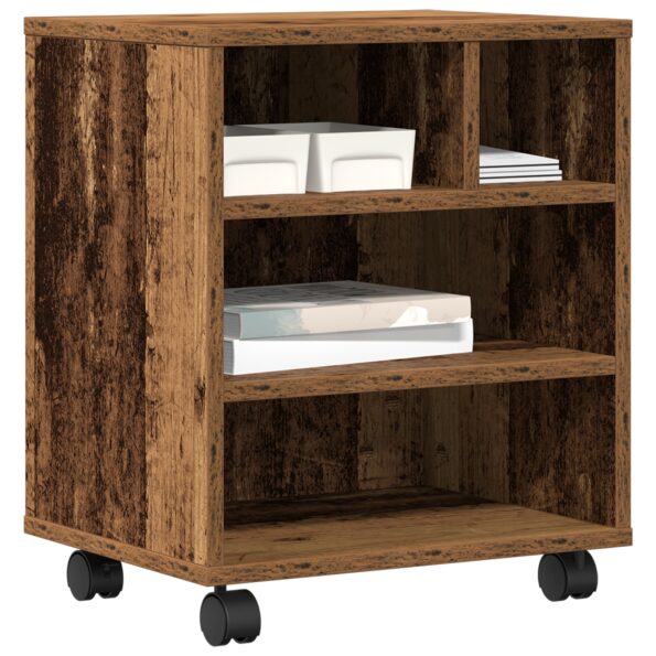 vidaXL Stojan na tlačiareň na kolieskach Staré drevo 41x32x48 cm – Obrázok 3