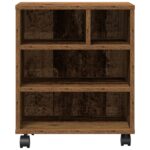 vidaXL Stojan na tlačiareň na kolieskach Staré drevo 41x32x48 cm – Obrázok 5