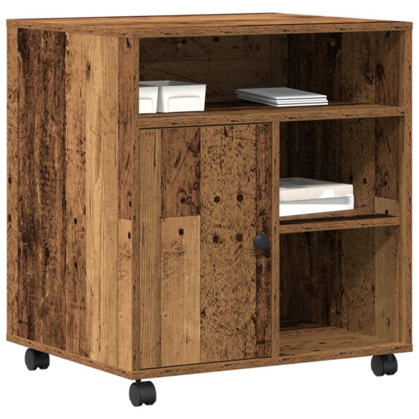 vidaXL Stojan na tlačiareň s kolieskami Staré drevo 60x50x67 cm – Obrázok 3