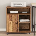 vidaXL Stojan na tlačiareň s kolieskami Staré drevo 60x50x67 cm – Obrázok 4