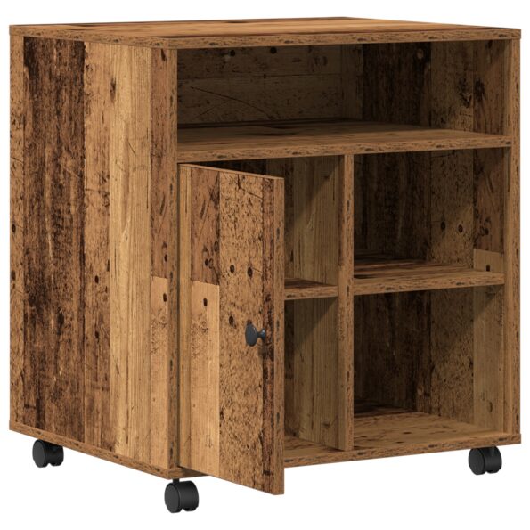 vidaXL Stojan na tlačiareň s kolieskami Staré drevo 60x50x67 cm – Obrázok 5