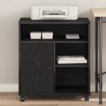 vidaXL Stojan na tlačiareň s kolesami Čierny dub 60x50x67 cm – Obrázok 4