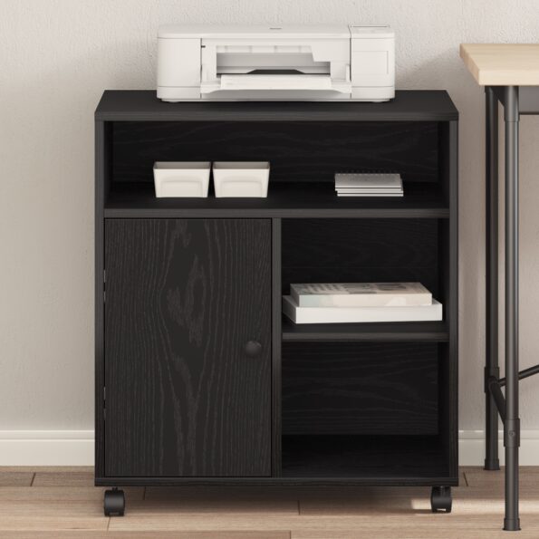 vidaXL Stojan na tlačiareň s kolesami Čierny dub 60x50x67 cm – Obrázok 4