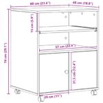 vidaXL Stojan na tlačiareň s kolieskami Staré drevo 60x48x74 cm – Obrázok 11