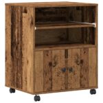 vidaXL Stojan na tlačiareň s kolieskami Staré drevo 60x48x74 cm – Obrázok 2