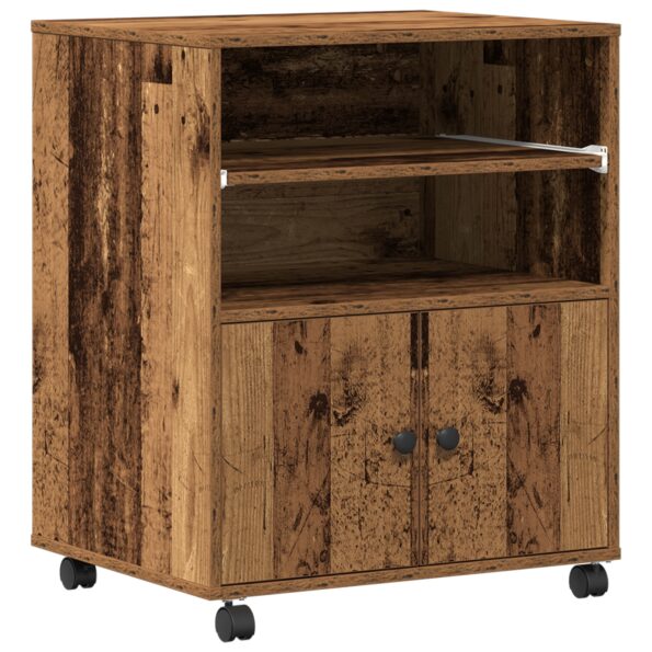 vidaXL Stojan na tlačiareň s kolieskami Staré drevo 60x48x74 cm – Obrázok 2