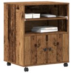 vidaXL Stojan na tlačiareň s kolieskami Staré drevo 60x48x74 cm – Obrázok 3