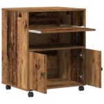 vidaXL Stojan na tlačiareň s kolieskami Staré drevo 60x48x74 cm – Obrázok 5