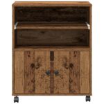 vidaXL Stojan na tlačiareň s kolieskami Staré drevo 60x48x74 cm – Obrázok 6