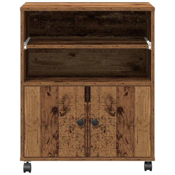 vidaXL Stojan na tlačiareň s kolieskami Staré drevo 60x48x74 cm – Obrázok 6