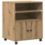vidaXL Stojan na tlačiareň s kolieskami Artisan Oak 60x48x74 cm – Obrázok 2