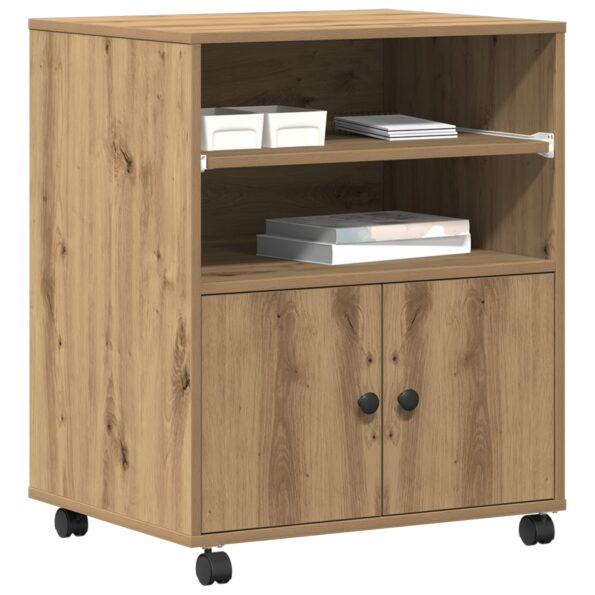 vidaXL Stojan na tlačiareň s kolieskami Artisan Oak 60x48x74 cm – Obrázok 3